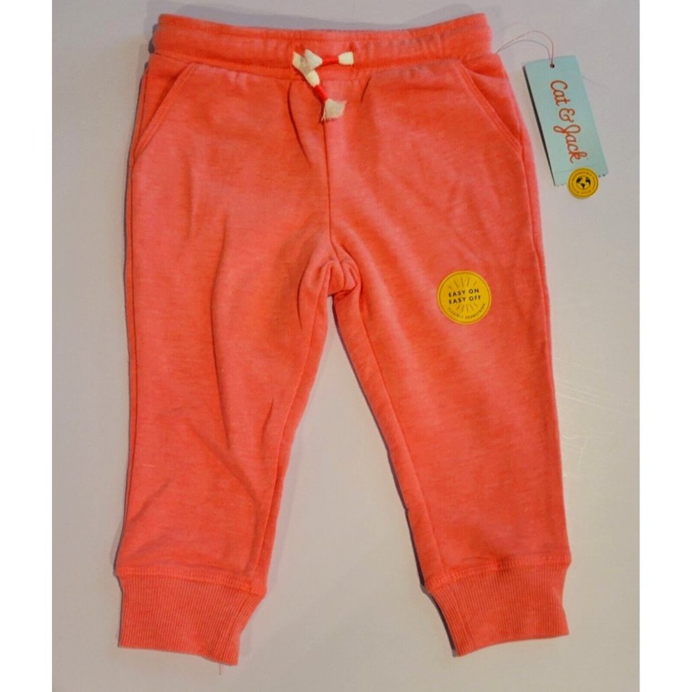 Cat & Jack Baby Girls Pull On Pants Orange Jogger 18 Mo NWT